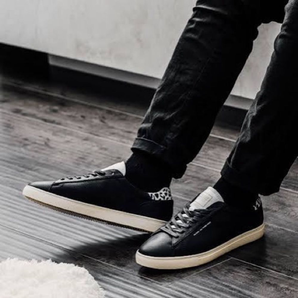 CLAE X Safari collection Bradley Black Leather leopard sneakers size 8